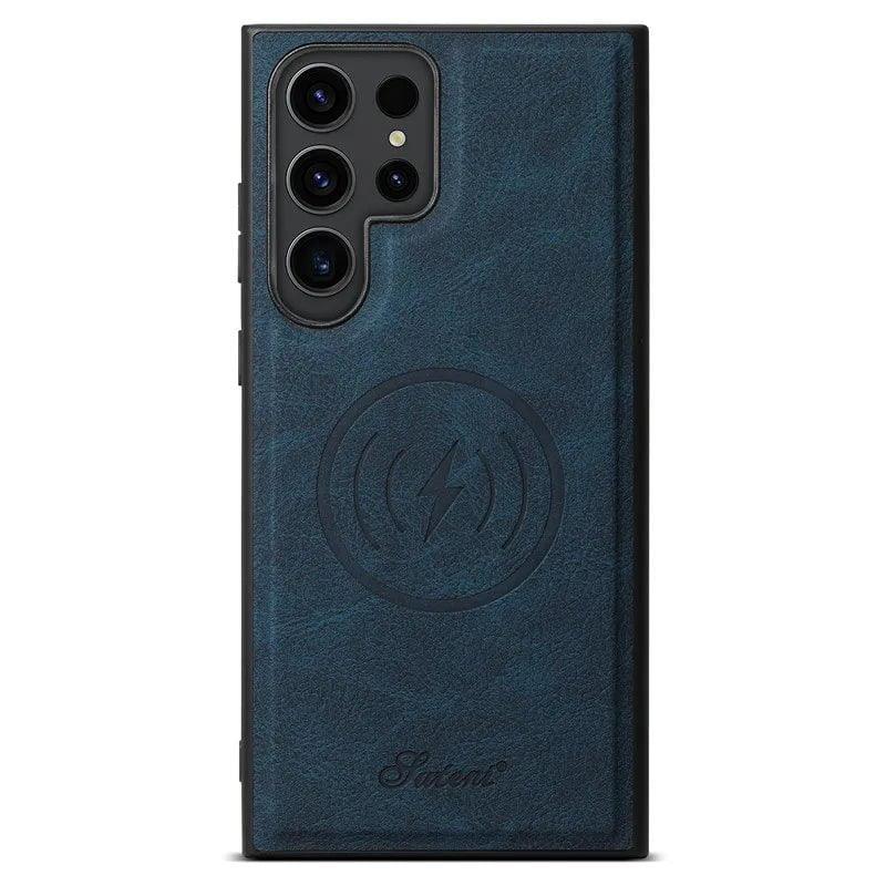 Samsung Galaxy S24 Vegan Leather Magnetic Card Holder - Slim Wallet for Credit Cards & ID - Perfect for Travel, Work, and Everyday Use