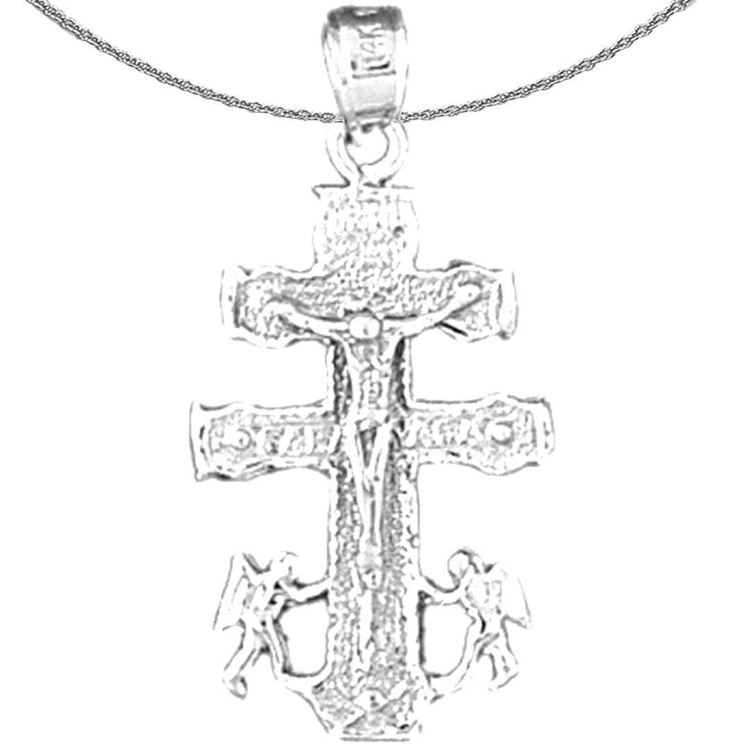 925 Sterling Silver Caravaca Cross Pendant Necklace - 18