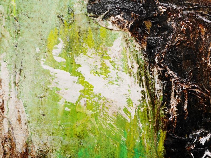 Green Zest 120cm x 100cm Modern Abstract Canvas Art Painting - Handmade Wall Decor for Living Room, Bedroom, Office & Home Interior Design