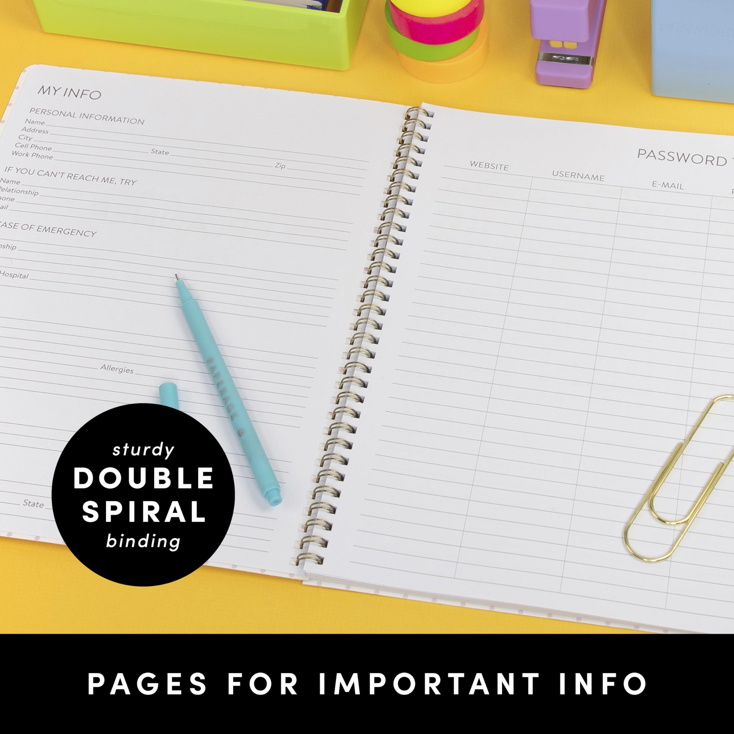 PAPERAGE 2 Year Spiral Bound Planner 2025-2026 (Blush) - 24 Month Calendar from January 2025 to December 2026 - 8.5