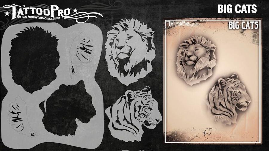 Wiser's Big Cats Tattoo Pro Stencil Series 3 - Professional Tattoo Transfer Paper for Lion, Tiger & Panther Designs - Perfect for Tattoo Artists & Body Art Enthusiasts