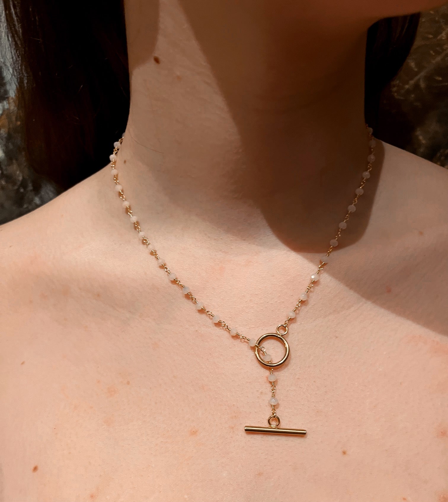 Valentina Rose Quartz Lariat Necklace - Elegant Healing Crystal Jewelry for Women, Perfect for Meditation, Yoga & Spiritual Gifts
