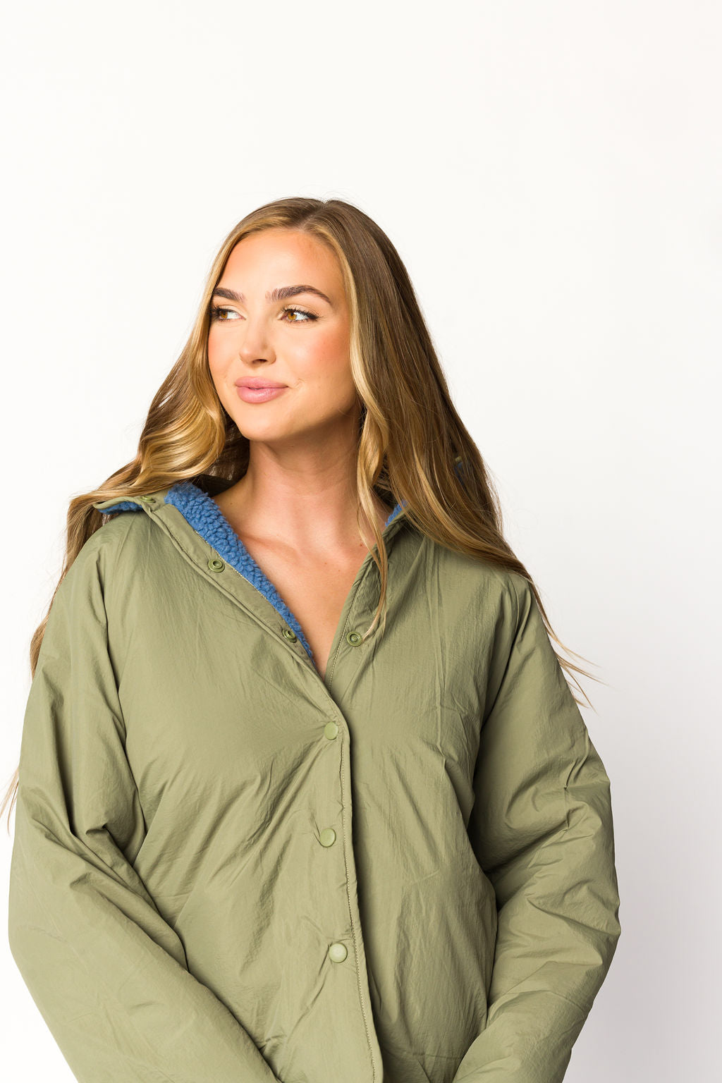 Skylar Reversible Jacket for Women - Lightweight Waterproof Windbreaker with Hood, Sea Blue & Navy - Perfect for Hiking, Travel & Outdoor Activities