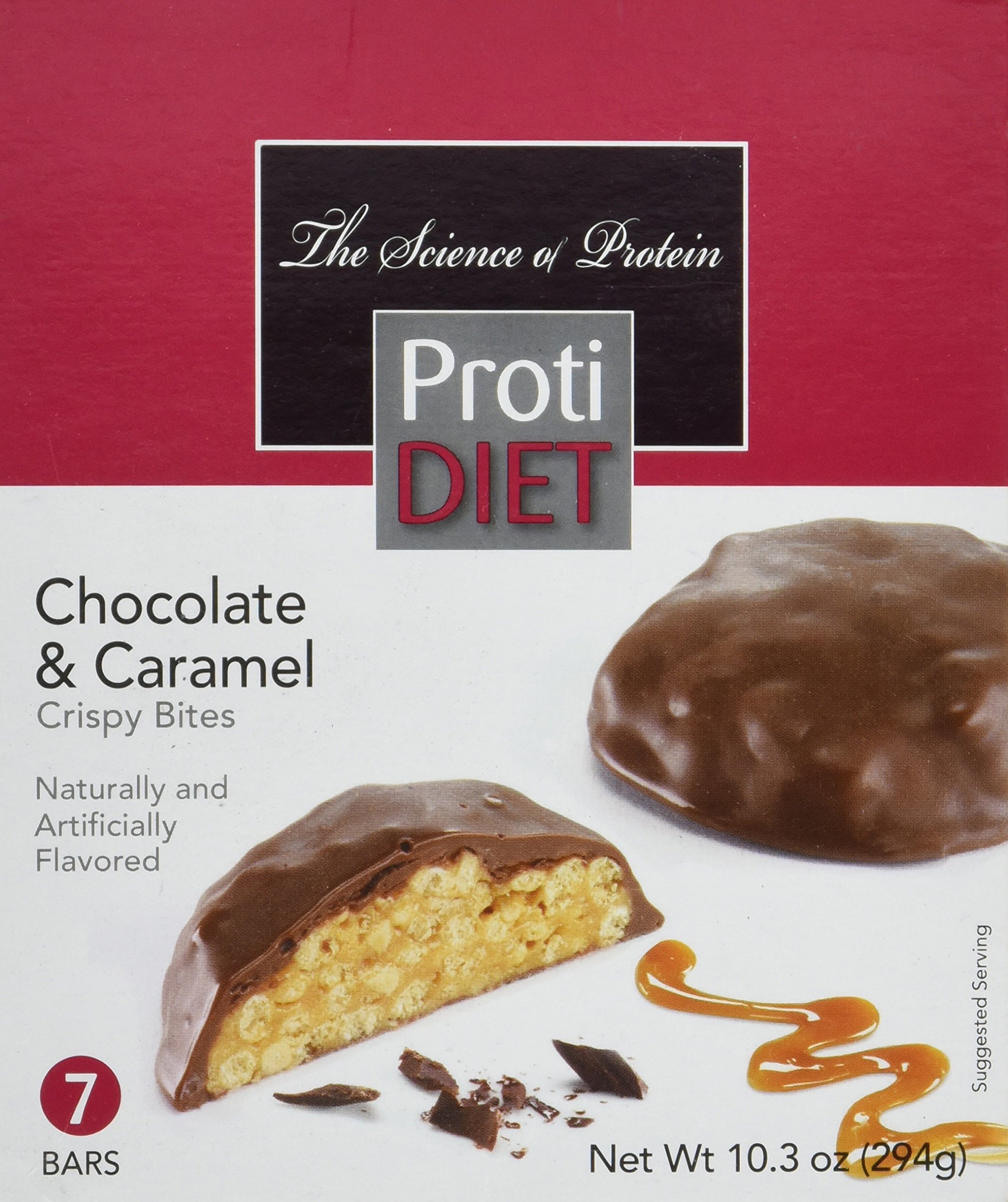 ProtiDIET Chocolate & Caramel Crispy Protein Bars - 7 Pack (10.3 oz) | Low Carb Keto Snacks for Weight Loss & Healthy Lifestyle | Perfect for On-the-Go, Office & Post-Workout Energy Boost