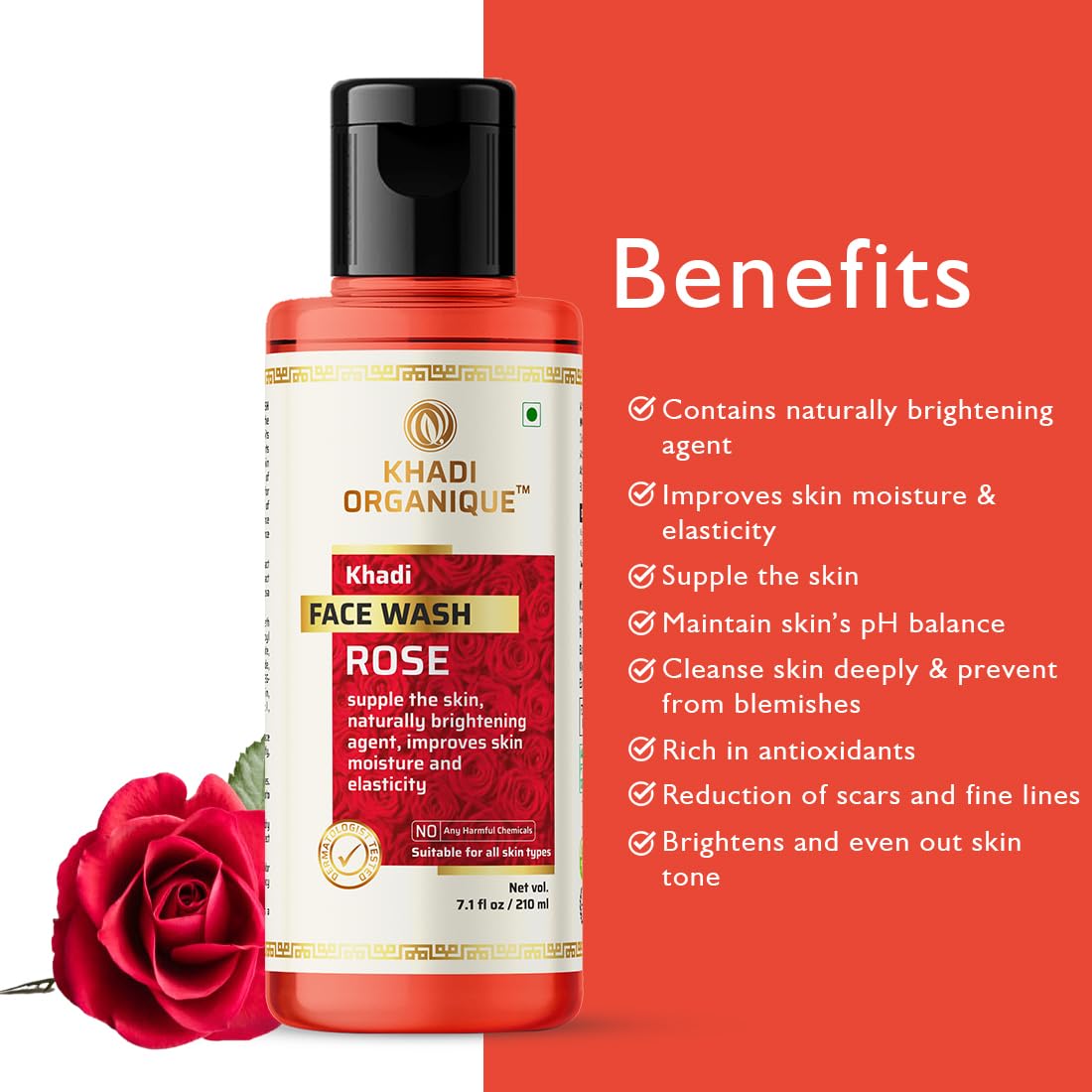 Khadi Organique Lavender & Ylang Ylang Body Wash with Rose Face Wash Combo Pack - Natural Ayurvedic Skincare Set for Relaxation & Glowing Skin - Perfect for Spa Day, Self-Care Routine & Gift Giving