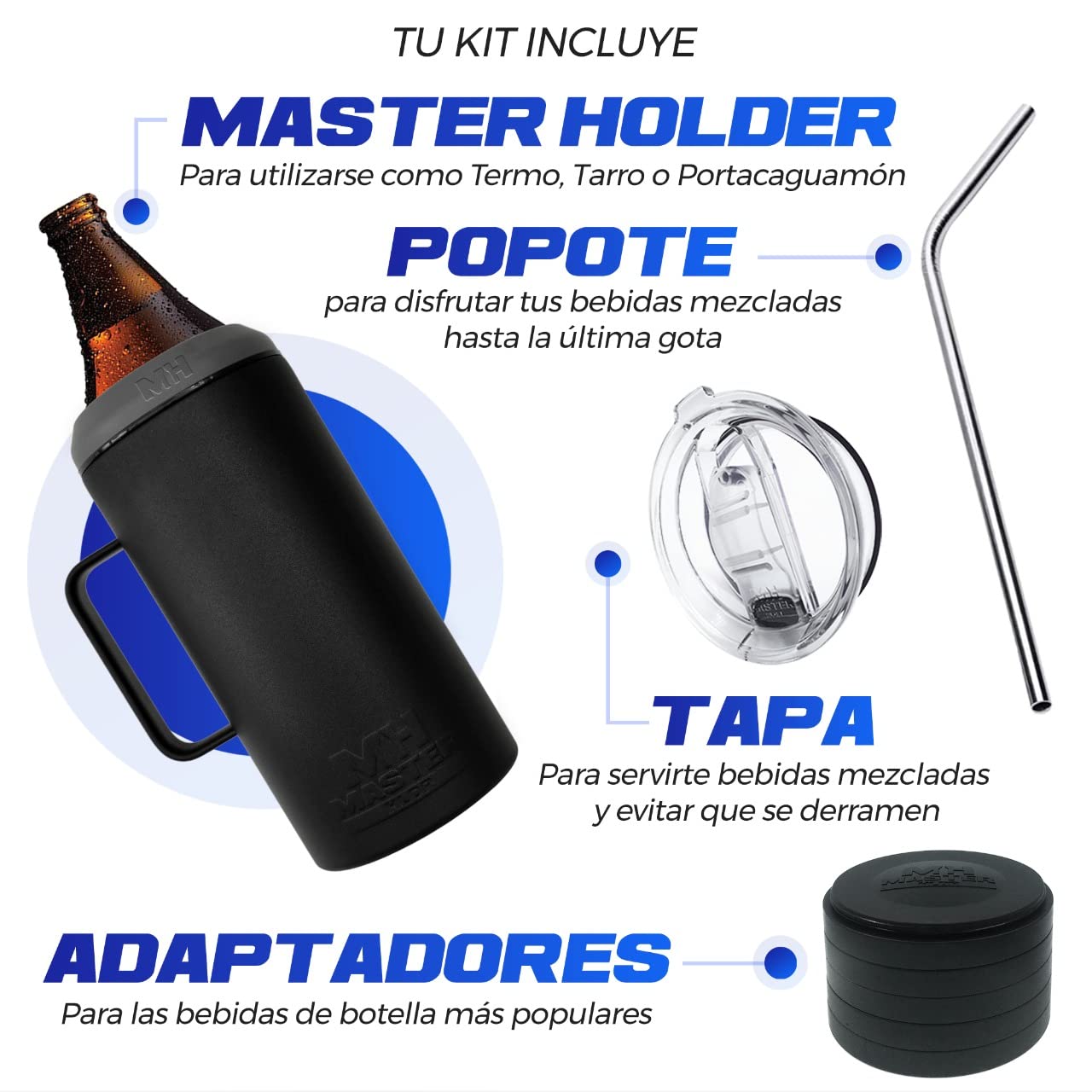Portable Caguamon Master Holder 1.2L with Laser Personalization (Black) - Perfect for Outdoor Adventures, Camping & Beach Parties