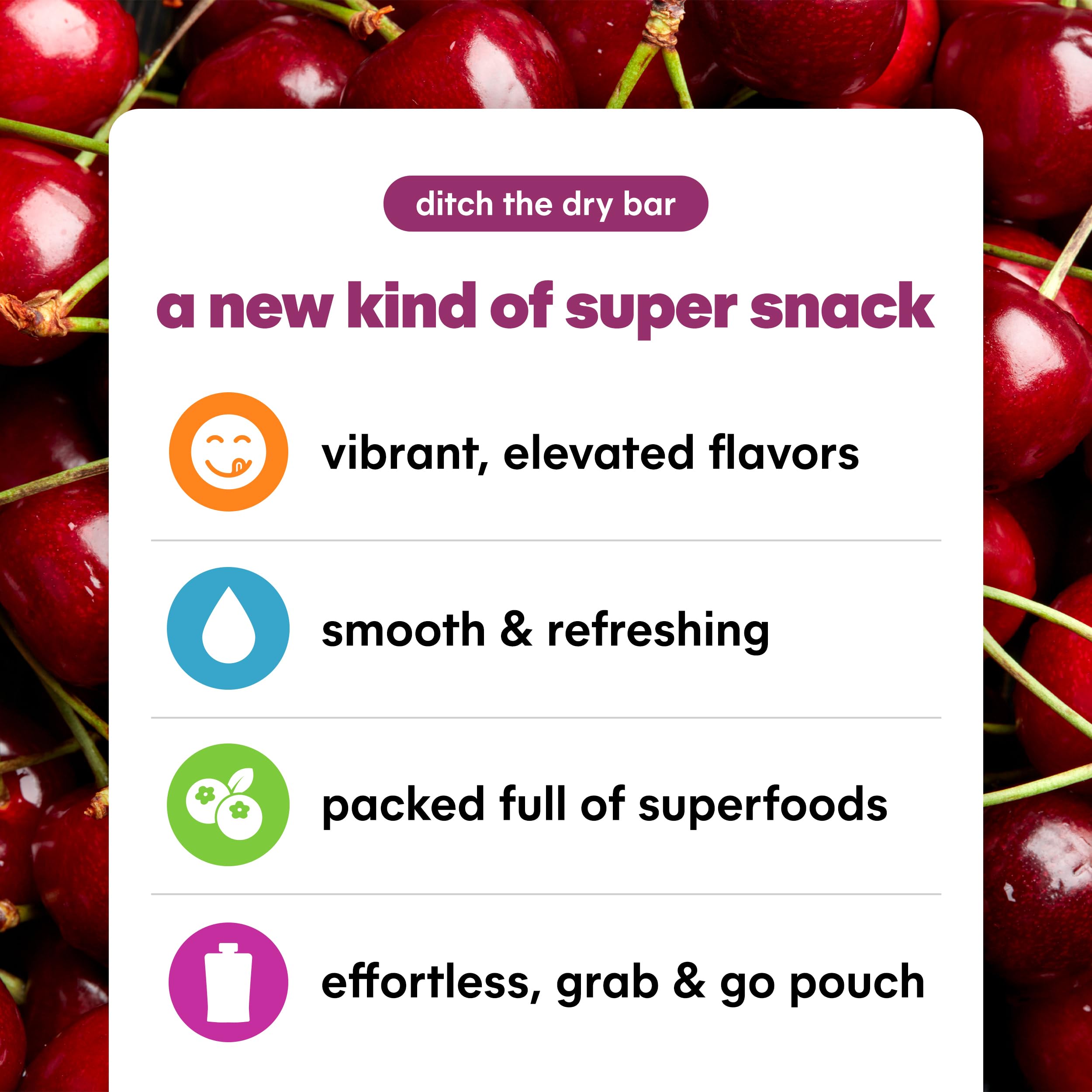 Organic Noka Superfood Fruit Smoothie Pouches - Cherry Acai Flavor with Flax Seed, Plant Protein & Prebiotic Fiber | Vegan, Gluten Free Healthy Snacks | 4.22 oz Squeeze Pouch (12 Pack) | Perfect for On-the-Go Breakfast, Post-Workout Recovery & Kids Lunch Boxes