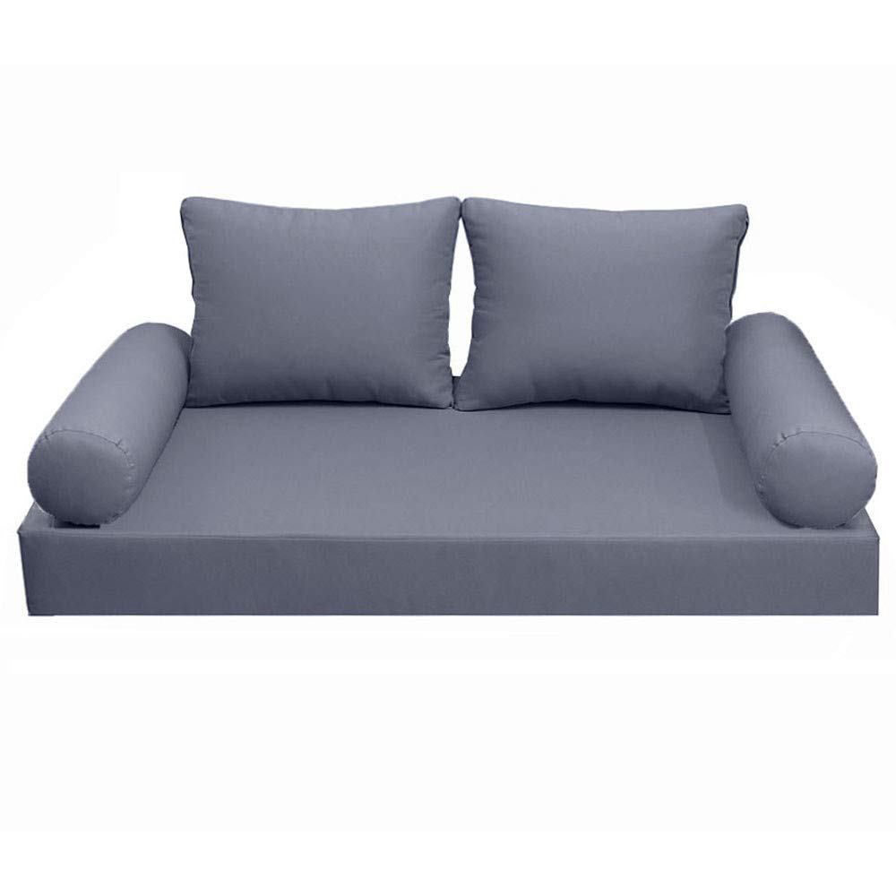 Style1 AD001 5-Piece Knife Edge Outdoor Daybed Mattress Set - Crib Size Cushion & Bolster Pillows for Patio, Poolside, and Garden Lounging