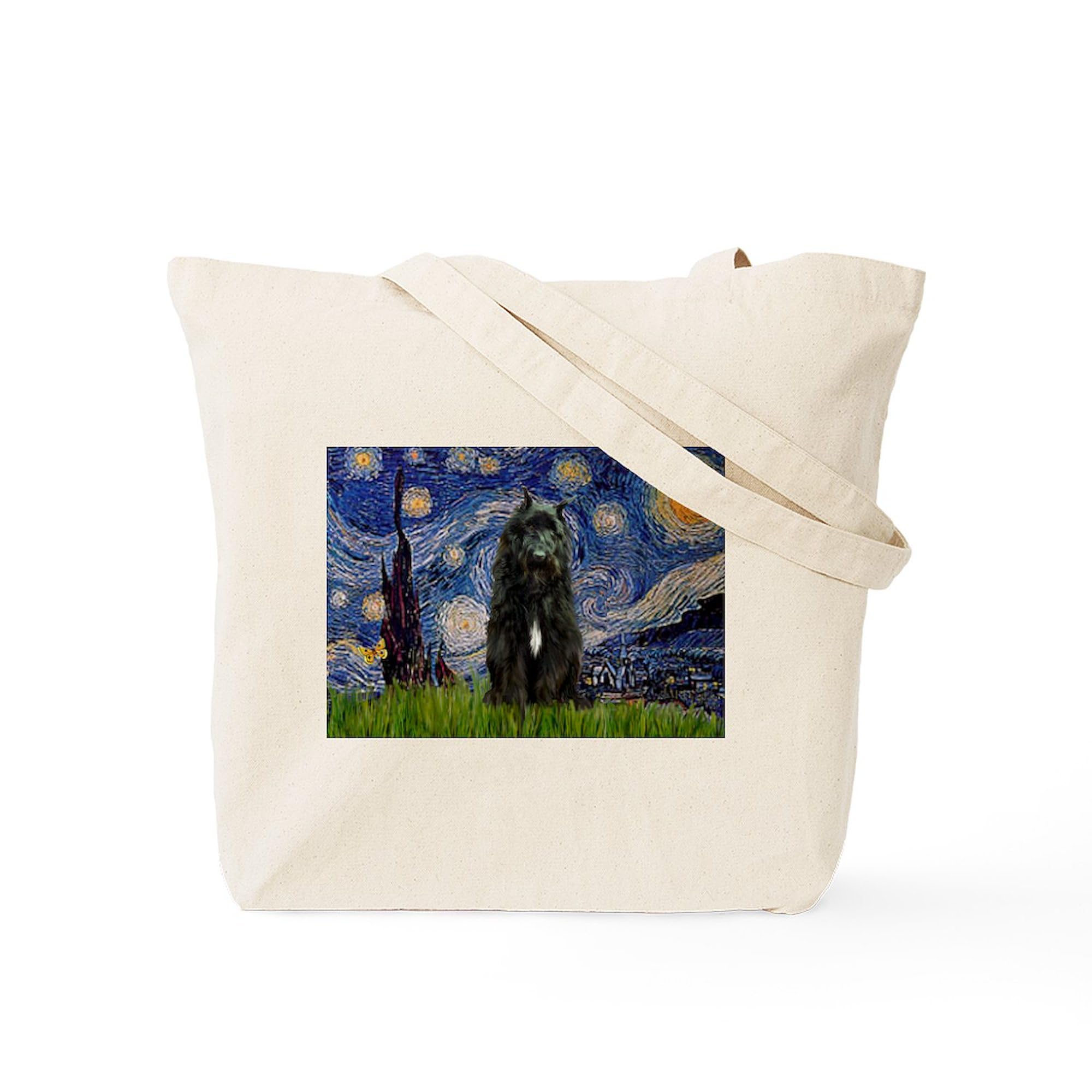 Starry Night Bouvier Tote Bag - Natural Canvas Reusable Shopping Bag for Groceries, Beach & Everyday Use | Eco-Friendly Cotton Tote with Artistic Design
