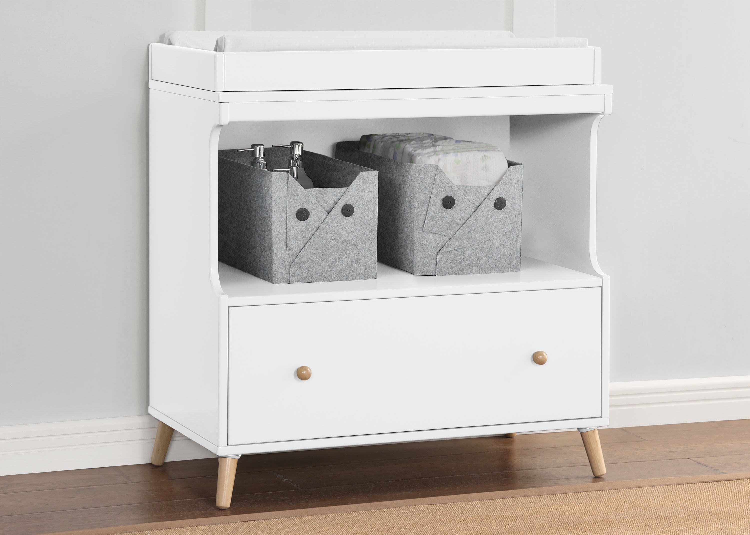 Essex Convertible Baby Changing Table with Storage Drawer - Nursery Dresser & Changing Station for Newborns & Toddlers