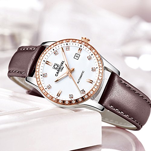 Luxury Rhinestone Automatic Mechanical Watch for Women - Stainless Steel, Luminous, Waterproof - Perfect for Parties, Work & Everyday Wear