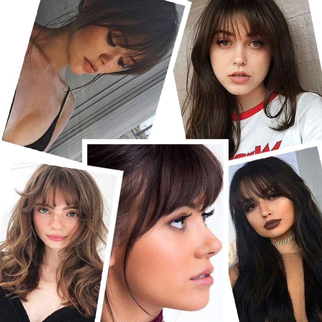 Flushia Clip-In Hair Bangs Extension - Natural Brown Fringe for Women & Girls | Easy Clip-On Front Hair Piece for Instant Volume & Style | Perfect for Parties, Cosplay & Everyday Wear