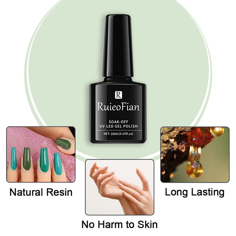 BINGBRUSH 3-Piece Green Gel Nail Polish Kit - 10ML Soak Off LED/UV Gel Polish Set with High Shine & Long Lasting Wear for Salon & DIY Manicure (A03-Green) - Perfect for Nail Art, Home Manicures & Professional Salon Use