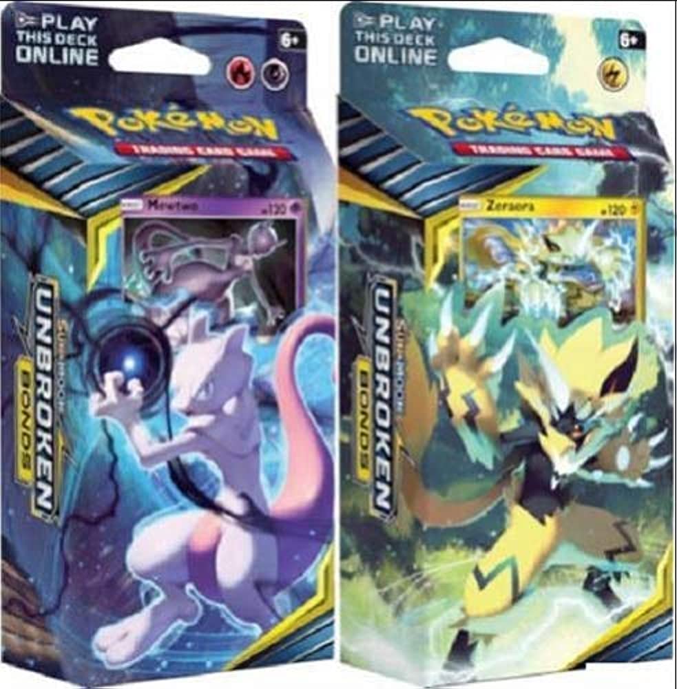 Pokemon Sun & Moon Unbroken Bonds Theme Decks - Mewtwo & Zeraora Trading Card Game Decks | Perfect for Collectors, Battles & TCG Tournaments