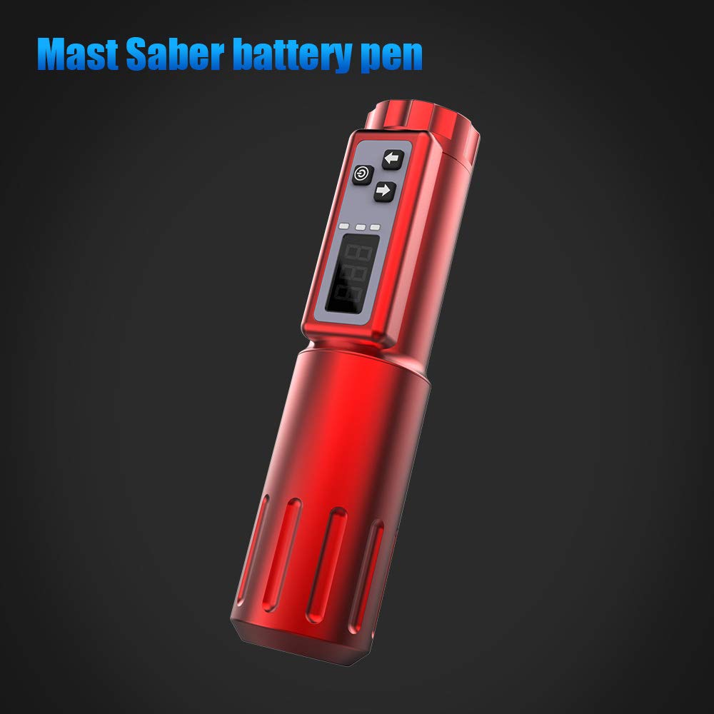 Mast Saber Wireless Rotary Tattoo Pen - Cordless Tattoo Machine with Battery - Professional Tattoo Gun for Artists (Red) - Perfect for Tattoo Shops, Home Studios & Beginners