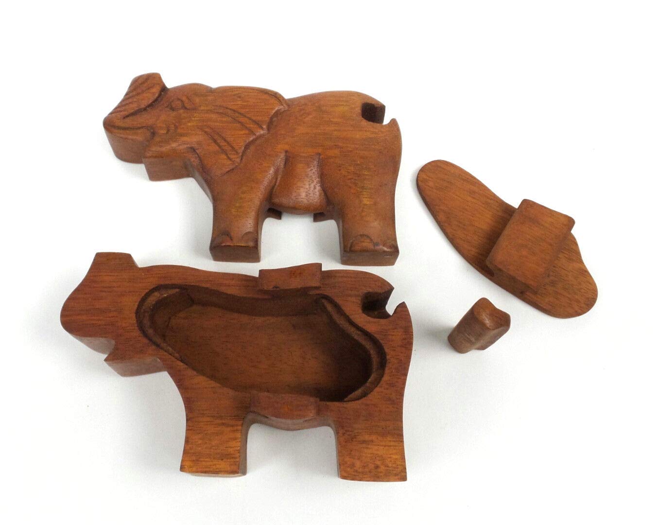 Handcrafted Wooden Elephant Jewelry Box with Hidden Compartment - Secret Stash Box for Rings, Necklaces & Valuables - Perfect Gift for Home Decor & Travel Storage
