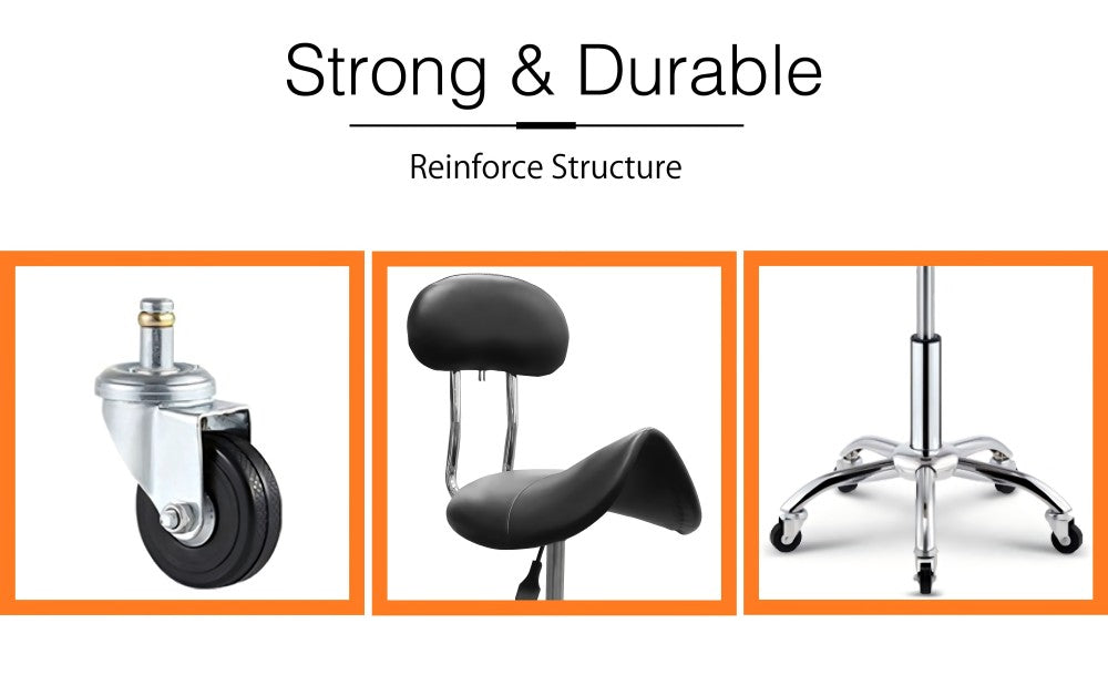 Premium Hydraulic Lift Rolling Stool with Adjustable Height - Ergonomic Rolling Chair for Salon, Tattoo & Medical Use - Heavy Duty Swivel Stool for Barbers, Dentists & Office Work (Model RSSWB221/2)