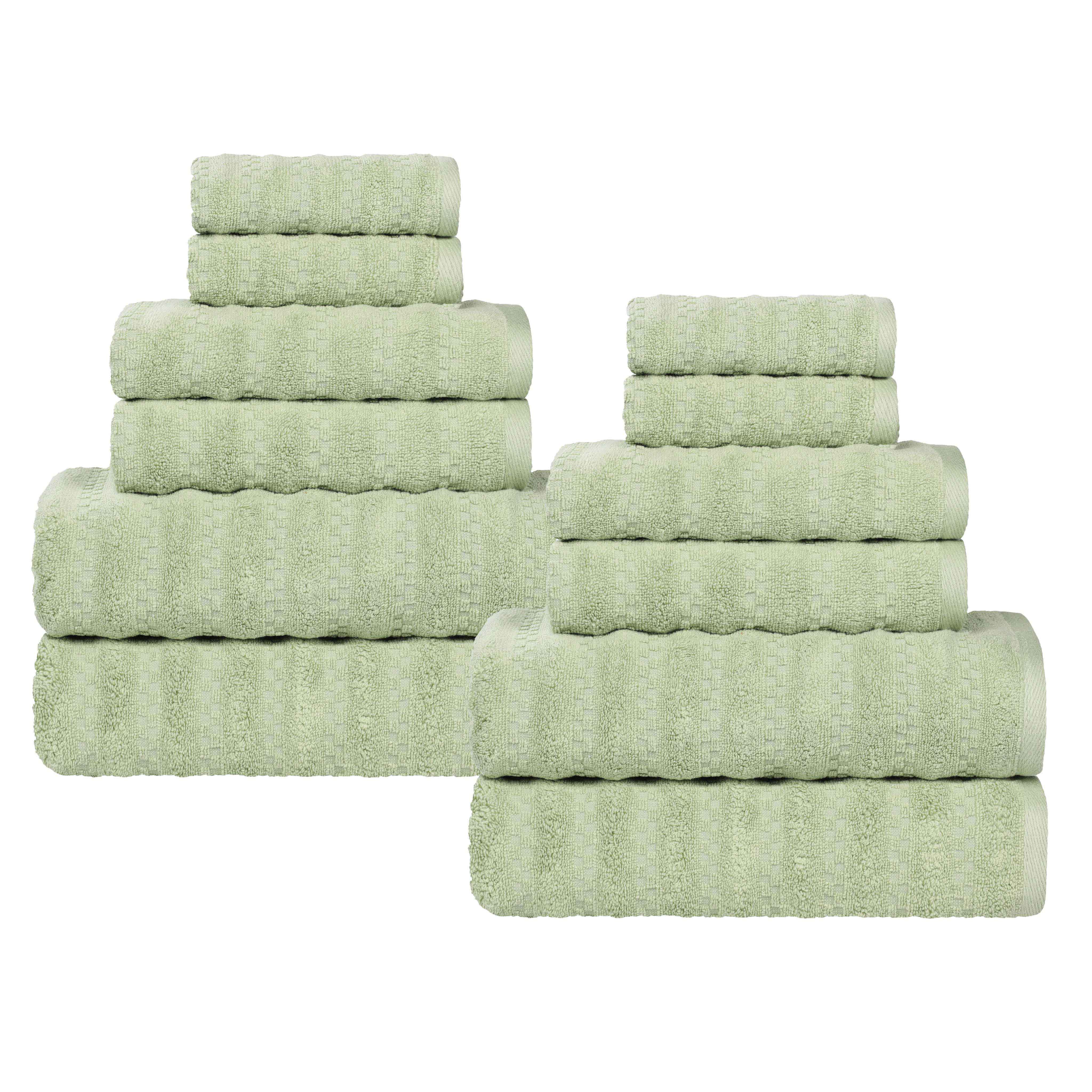 Zuma Zero Twist Cotton Medium Weight Soft Absorbent 12-Piece Bath Towel Set | Premium Hotel Quality Towels for Spa, Gym & Luxury Home Use