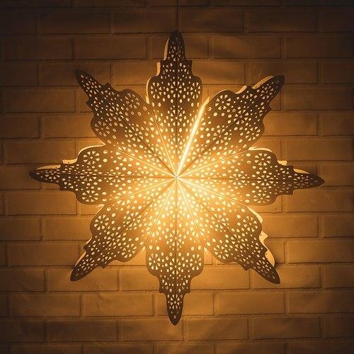 3-Pack Bright White Cristallo 29-Inch Pizzelle Designer LED Star Lanterns - Illuminated Paper Decor with Bulbs & Cord - Perfect for Christmas, Weddings, and Home Decoration