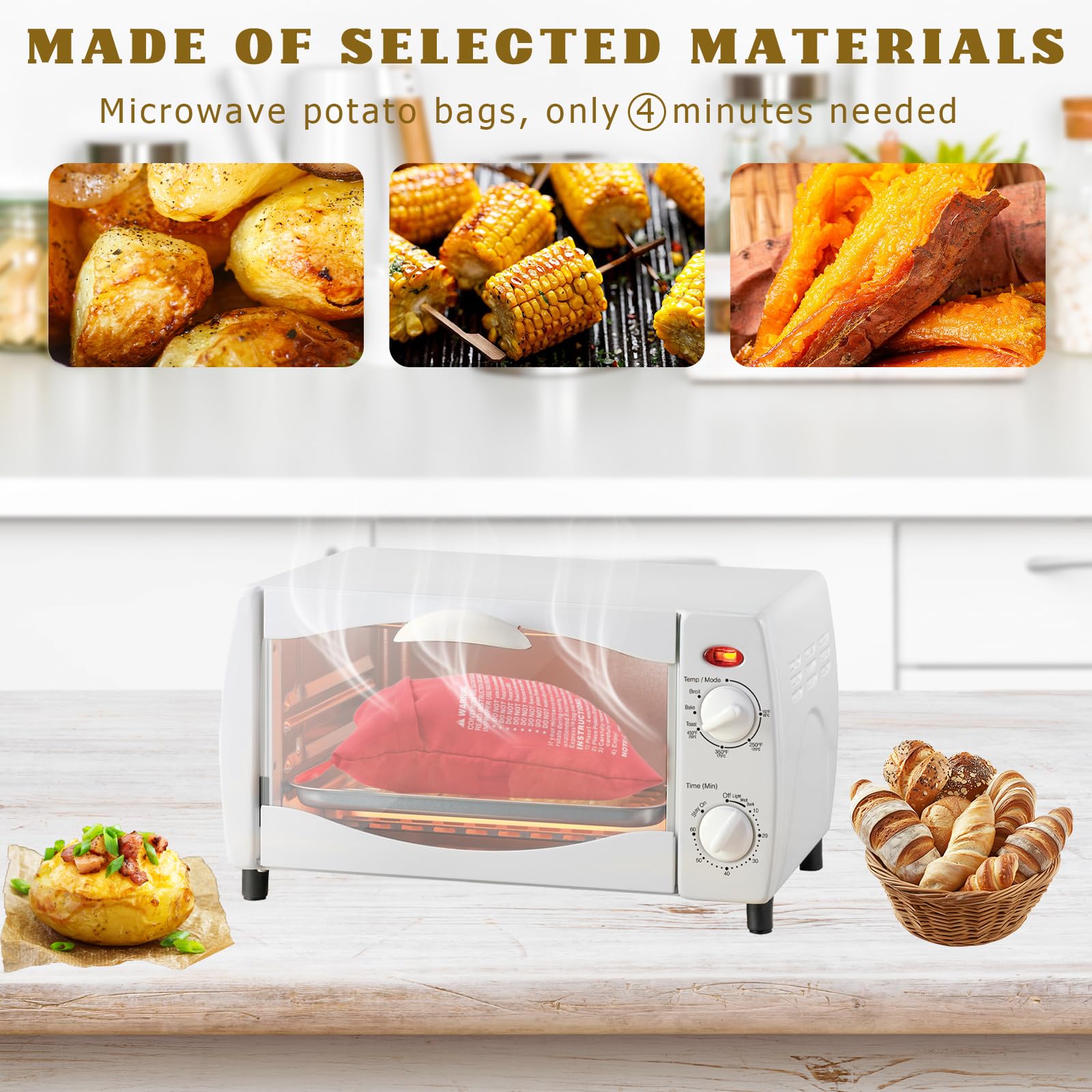 2-Pack Reusable Microwave Potato Bags for Baking - Quick & Easy 4-Minute Baked Potatoes - Perfect Kitchen Gadget for Fast Meals (Red) - Ideal for Busy Weeknights, Healthy Snacks & Family Dinners