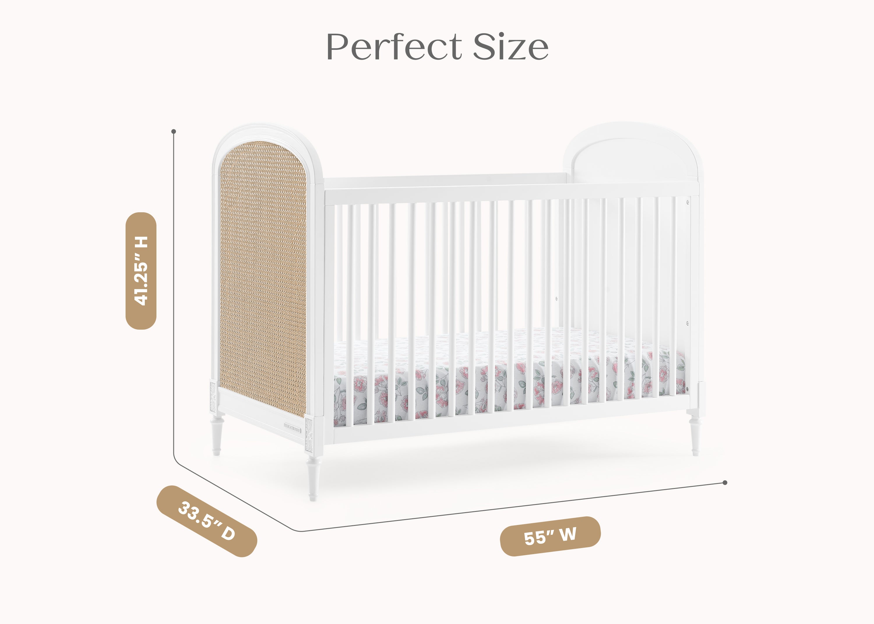 Madeline 4-in-1 Convertible Baby Crib - White Nursery Furniture for Newborn to Toddler Bed | Perfect for Modern Nursery, Bedroom & Daycare