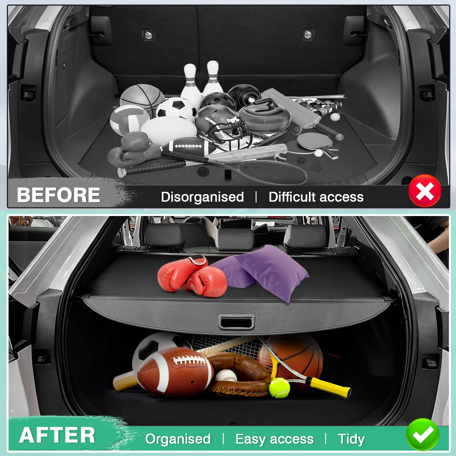Powerty Retractable Cargo Cover for Buick Envision 2021-2024 - Black Trunk Shade Protector | Durable Car Accessories for Luggage Protection & Privacy | Perfect for Road Trips, Grocery Hauling & Outdoor Adventures
