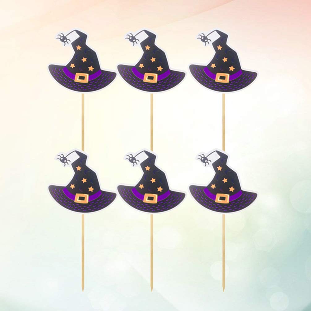 24-Piece Halloween Cupcake Toppers Set - Witch Hat Cake Decorations for Halloween Party Supplies | Perfect for Cupcakes, Cakes & Dessert Table Displays