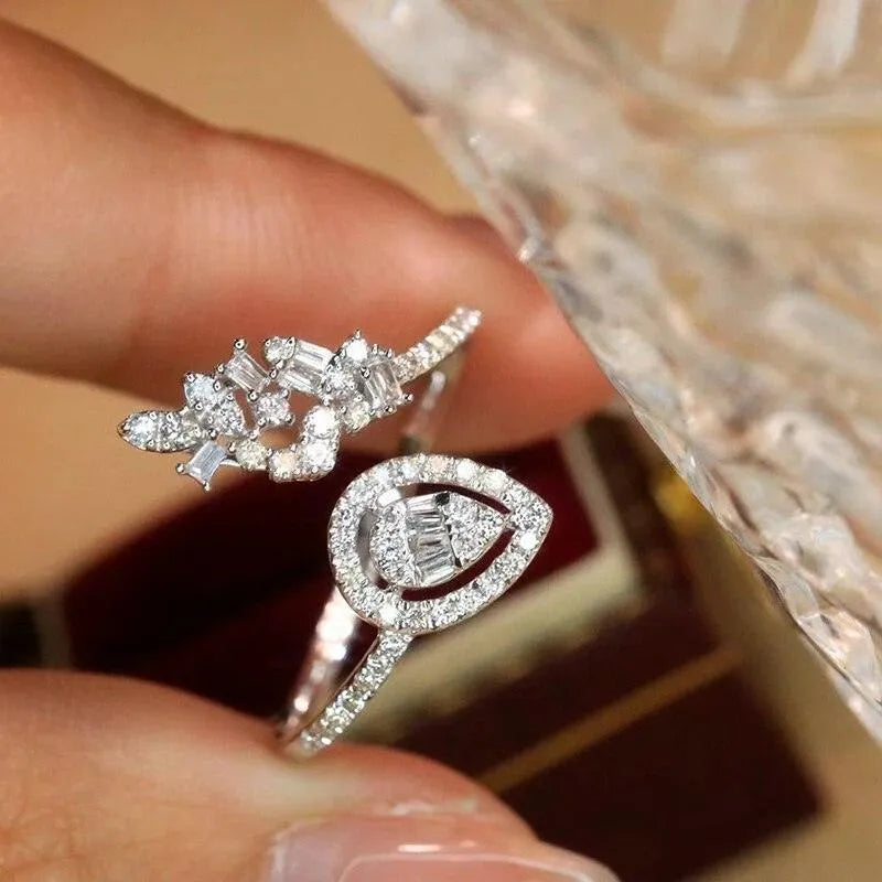 18K White Gold Natural Diamond Ring for Women | Elegant Cocktail Party Wedding Ring | Perfect for Engagement, Anniversary & Special Occasions