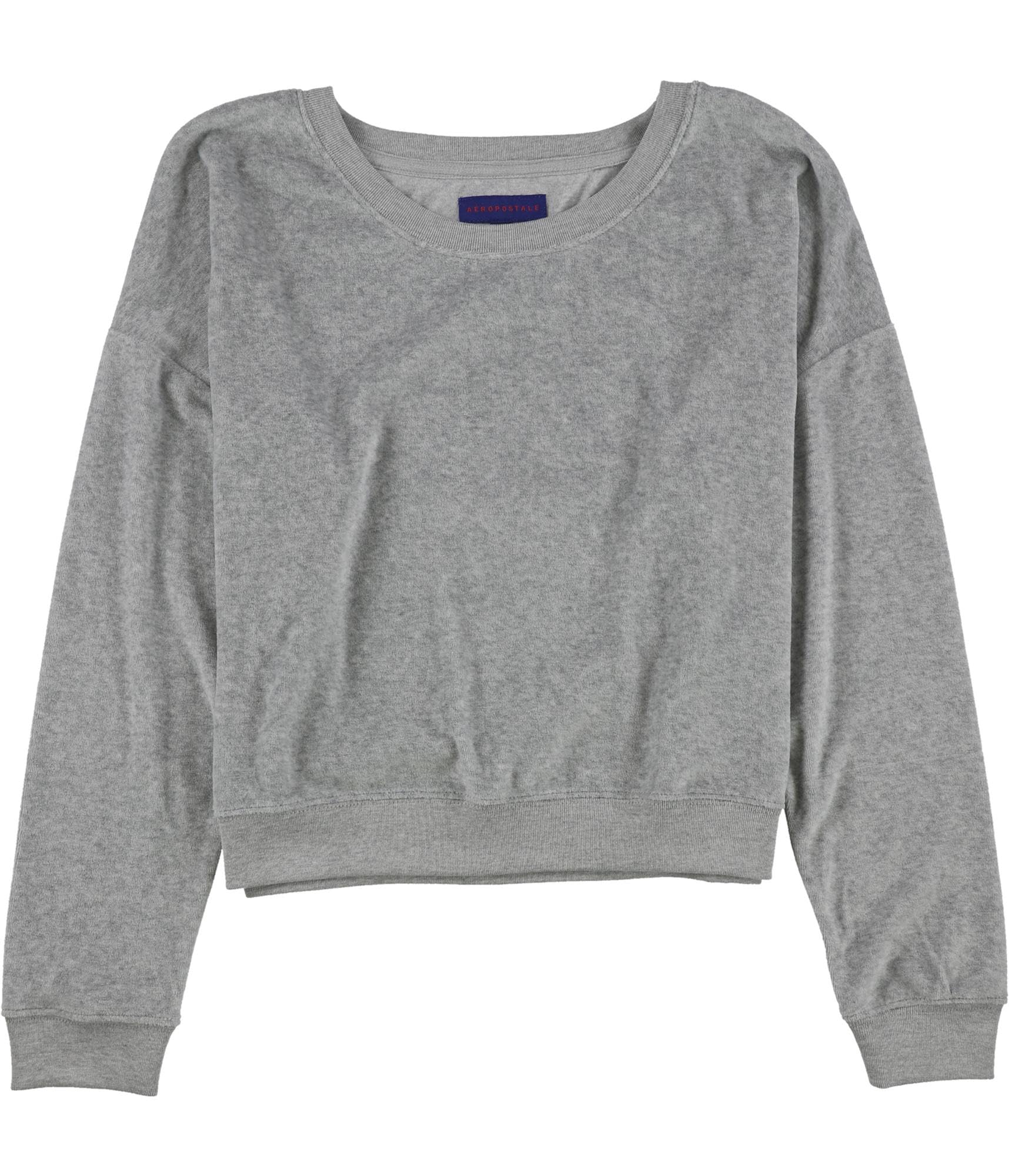 AEROPOSTALE Women's Soft Velour Sweatshirt - Cozy Pullover Hoodie, Grey, Small | Perfect for Casual Wear, Lounge & Winter Outfits