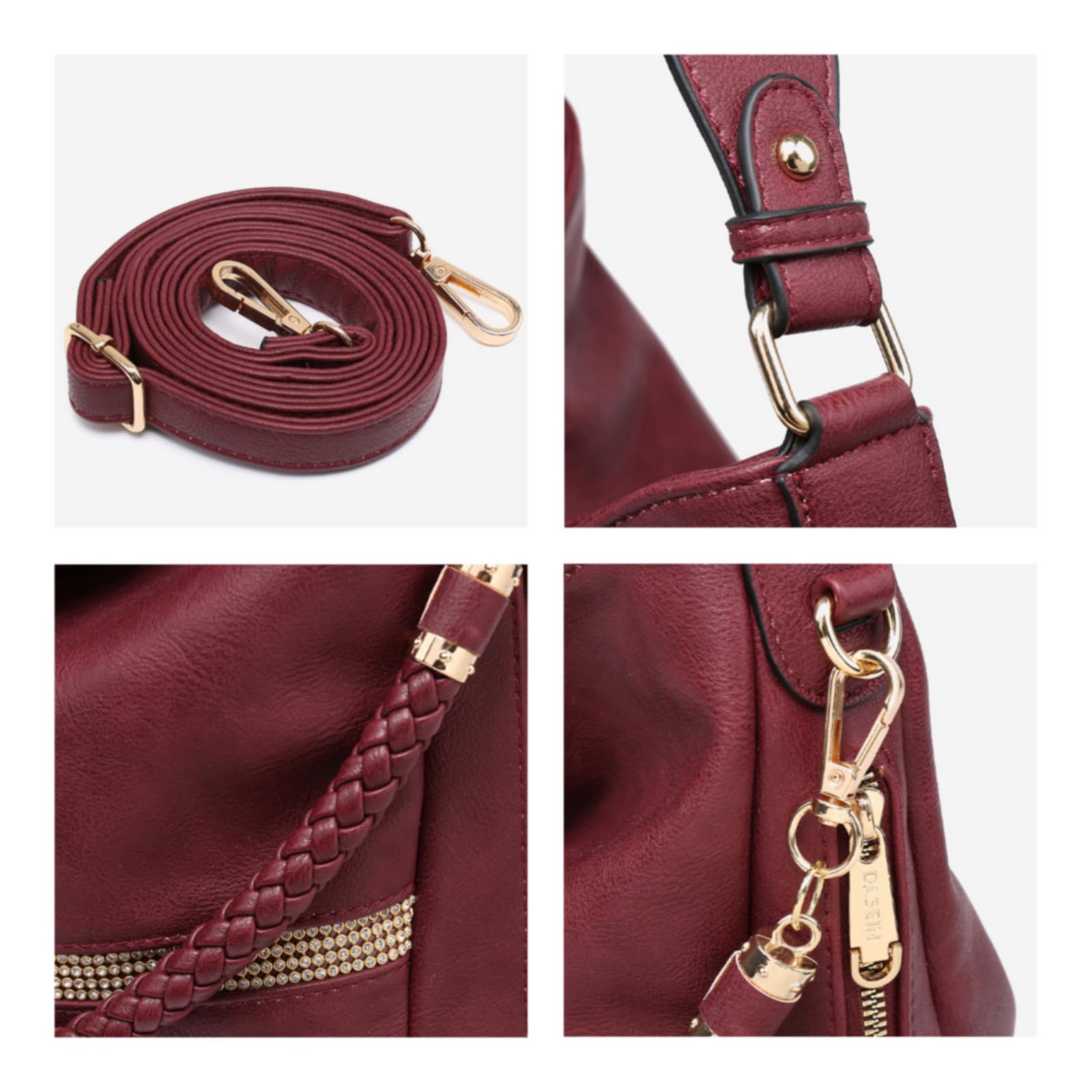 Dasein Vegan Leather Hobo Handbags for Women - Large Shoulder Bag & Tote Purse Set with Long Strap | Stylish Bucket Bag for Work, Travel & Everyday Use