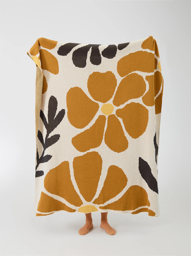 Blossom Meadow Woven Throw Blanket - Soft Cozy Knit Blanket for Couch, Bed & Sofa - Perfect for Home Decor, Gift & Winter Warmth