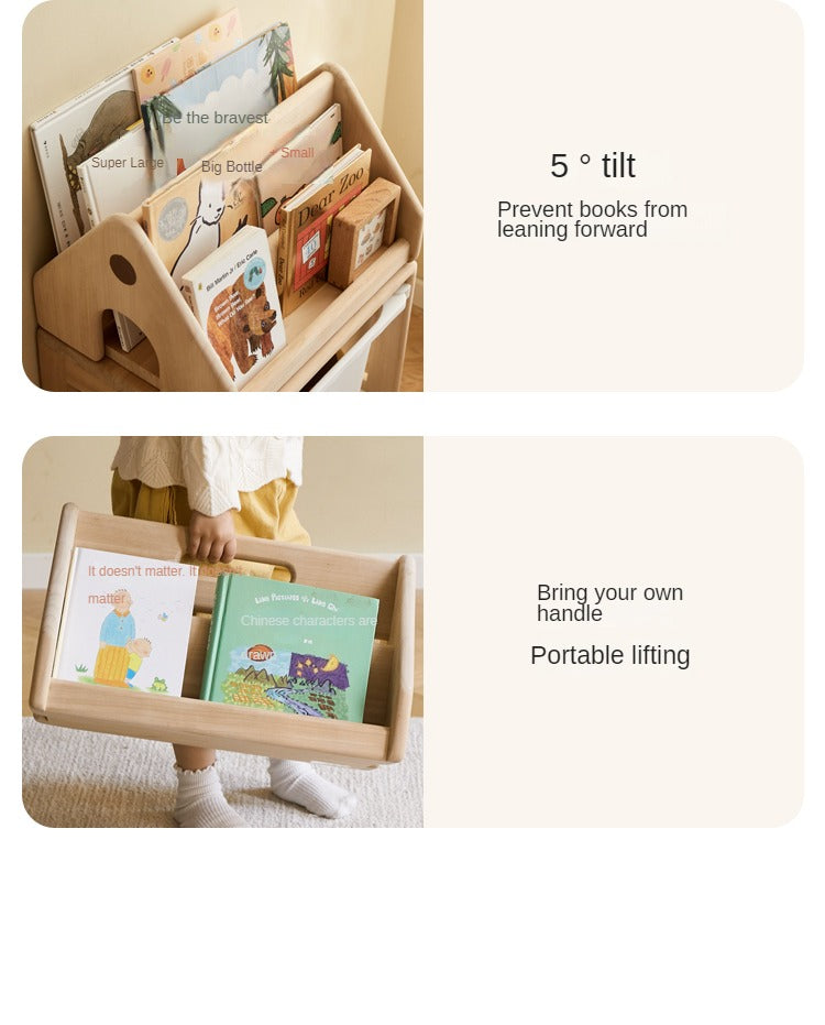 **Solid Wood Montessori Toy Storage Shelf for Kids - Organize Playroom, Nursery & Bedroom Toys - Eco-Friendly Poplar Wood Children's Bookshelf**