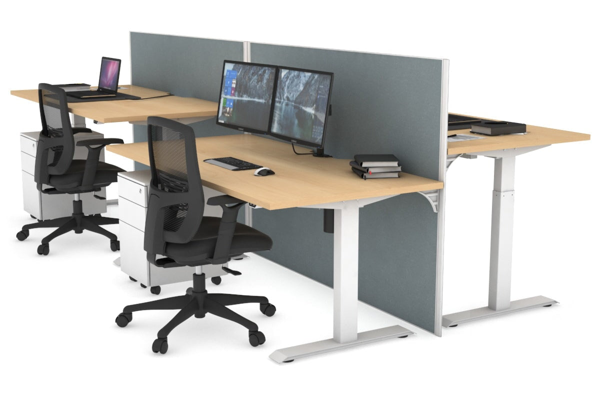 Just Right Height Adjustable 4-Person Workbench | 1400L x 800W Office Desk with Cable Management | Perfect for Team Collaboration & Computer Workstations