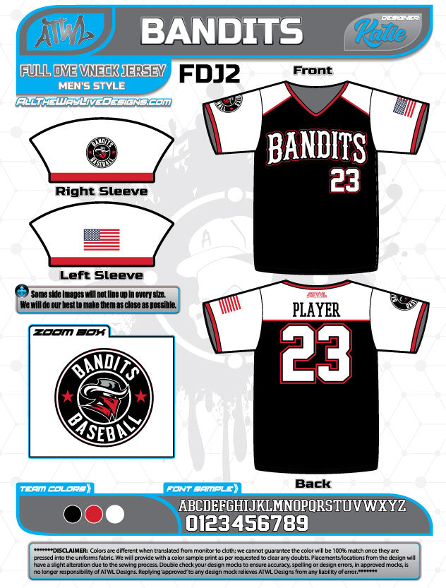 Bandits 13U Baseball Jerseys for Youth Teams - Perfect for Little League Games & Tournaments