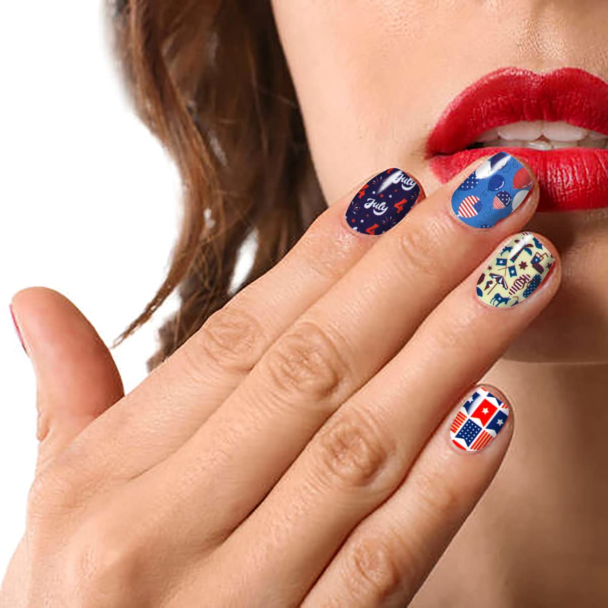 JERCLITY 14 Sheets 4th of July Nail Wraps - Patriotic American Flag Nail Art for Independence Day & Memorial Day