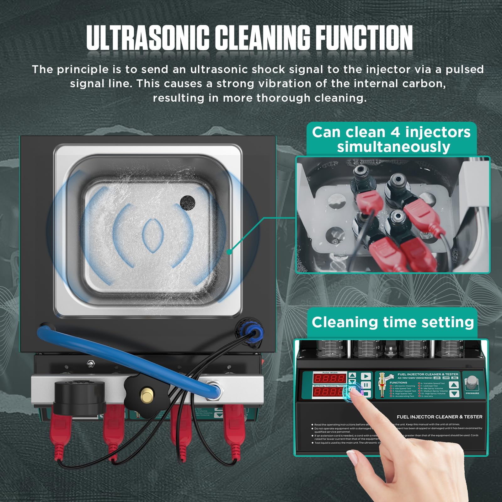 4-Cylinder Fuel Injector Cleaner & Tester Machine with LED Display - Professional Gasoline & Diesel Injector Cleaning Tool for Cars, Motorcycles, Trucks - Perfect for Auto Repair Shops & DIY Maintenance