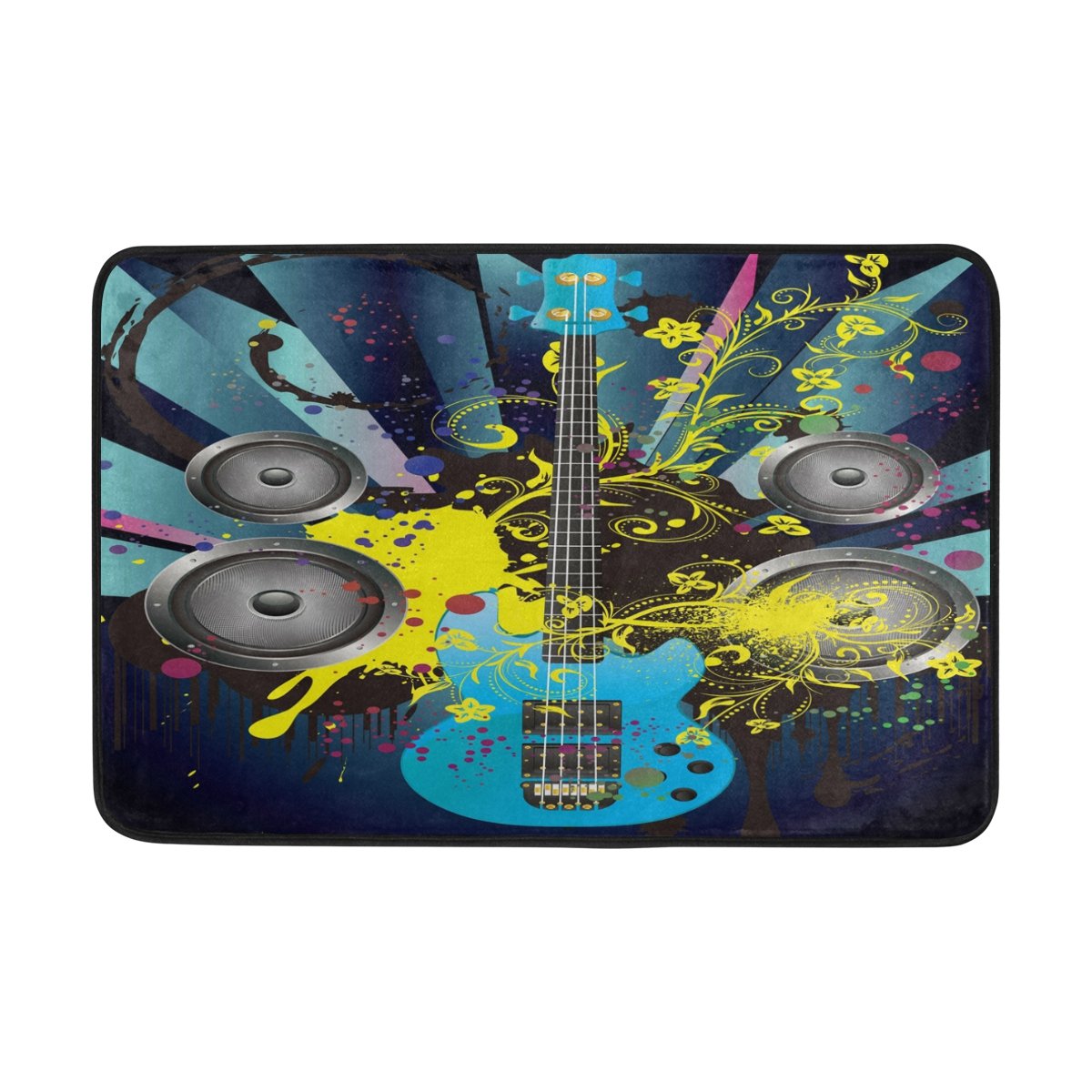 ALAZA Vintage Guitar Music Doormat - 23.6 x 15.7 Inch Non-Slip Indoor Outdoor Entrance Mat for Front Door, Bathroom & Patio - Perfect for Music Lovers & Home Decor