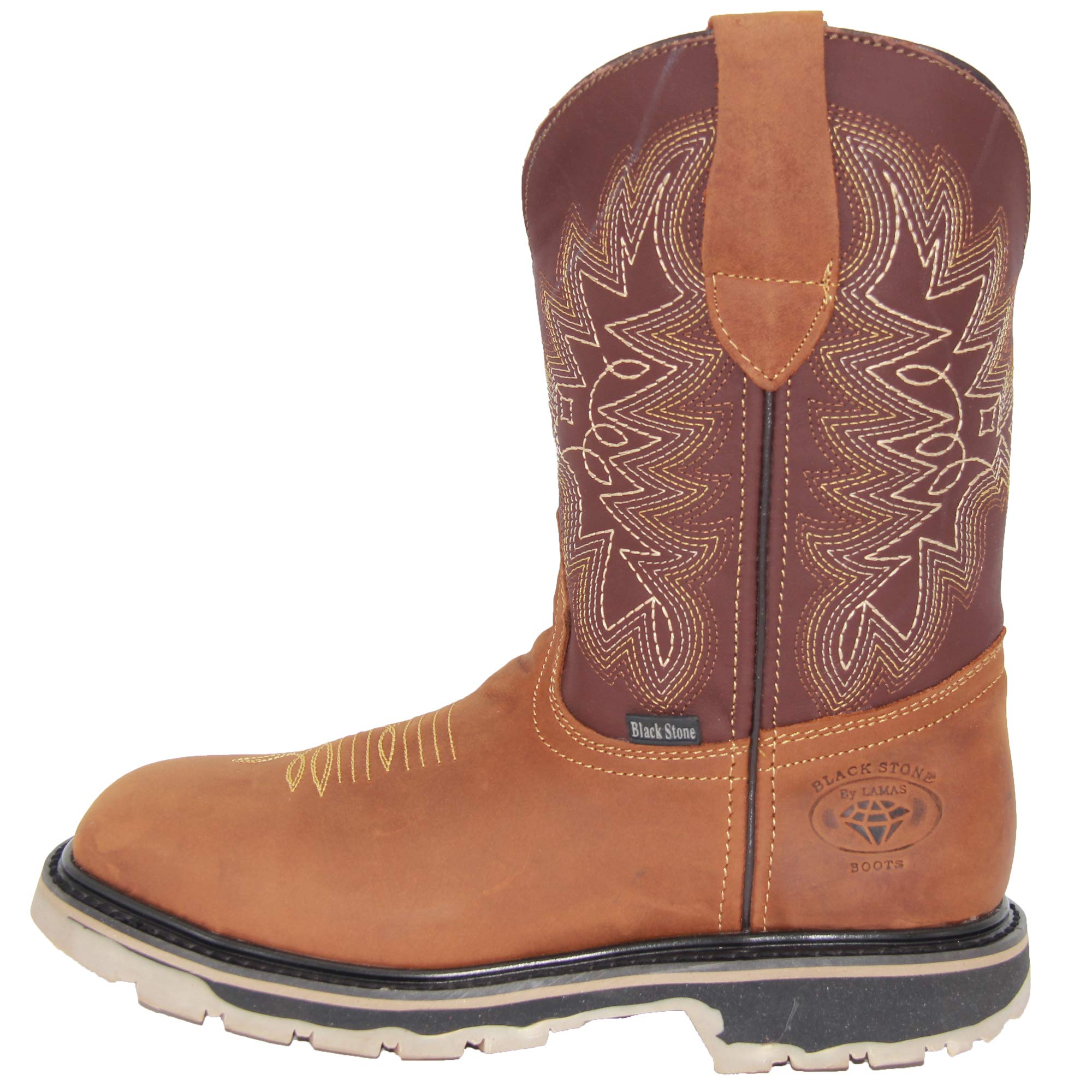 Men's Leather Square Toe Steel Toe Western Work Boots - Durable Safety Shoes for Construction, Ranch & Outdoor Work