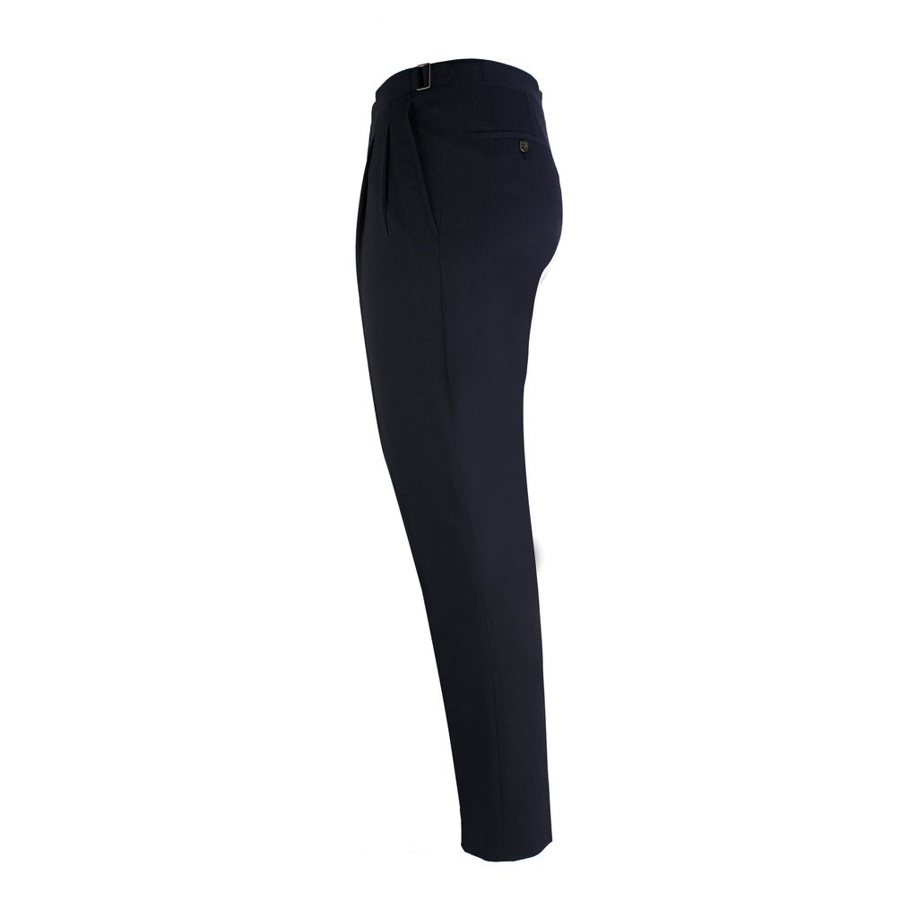 Corneliani Pleated Side Adjustable Dress Pants in Navy Blue - Perfect for Business Casual & Office Wear