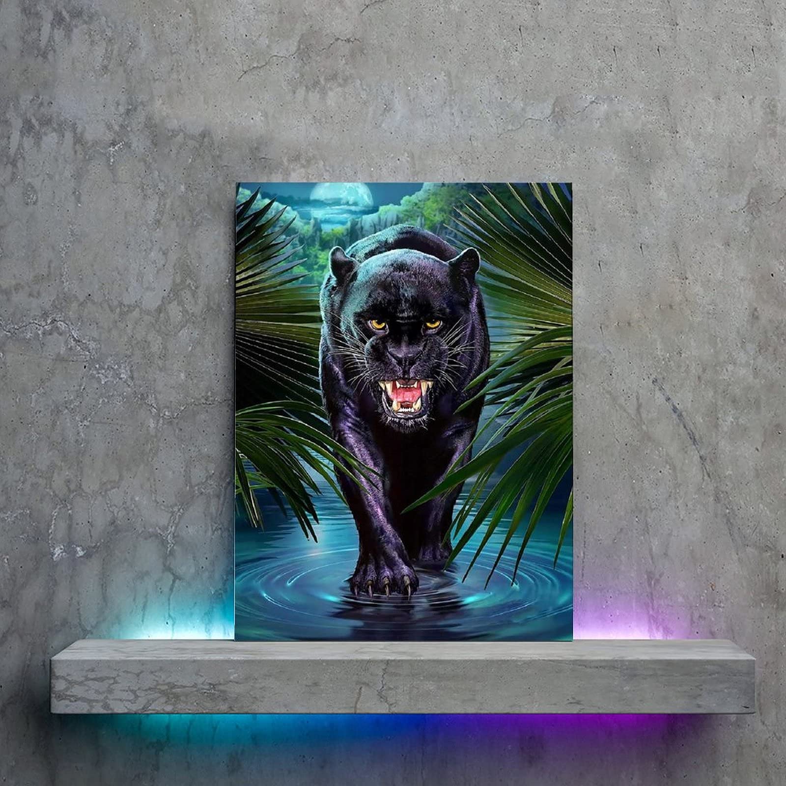 Black Panther Canvas Wall Art - Animal Posters for Home & Office Decor | Jungle Theme Wall Decor for Living Room, Bedroom, or Workspace