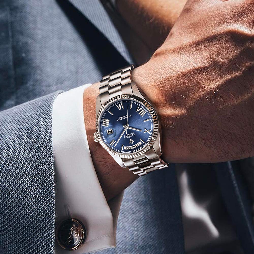 CADISEN Men's Automatic Watch with MIYOTA 8285 Movement | Sapphire Crystal Glass | 50M Water Resistant | Casual Dress Business Watch for Men | Perfect for Office, Dating & Formal Events