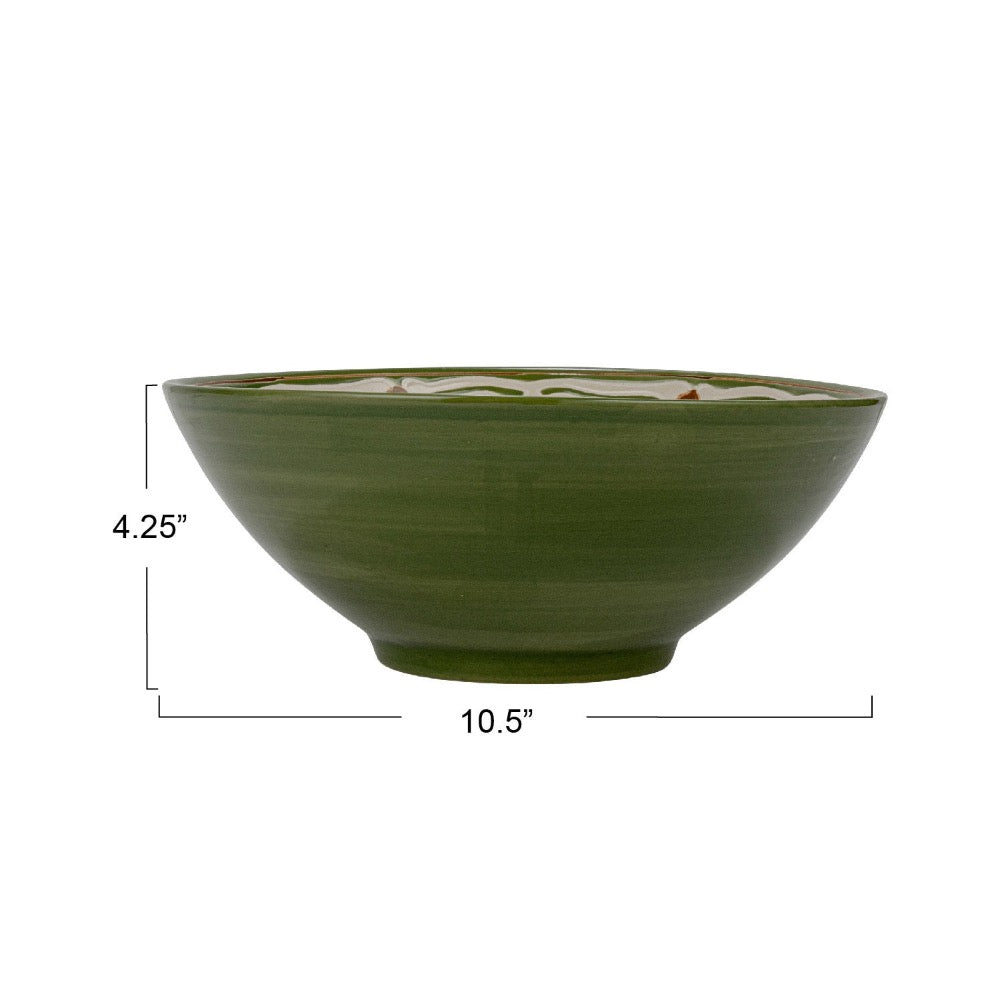 Eco-Friendly Ceramic Serving Bowl - Handcrafted Green Dinnerware for Salads, Pasta & Soup | Perfect for Family Dinners & Entertaining Guests