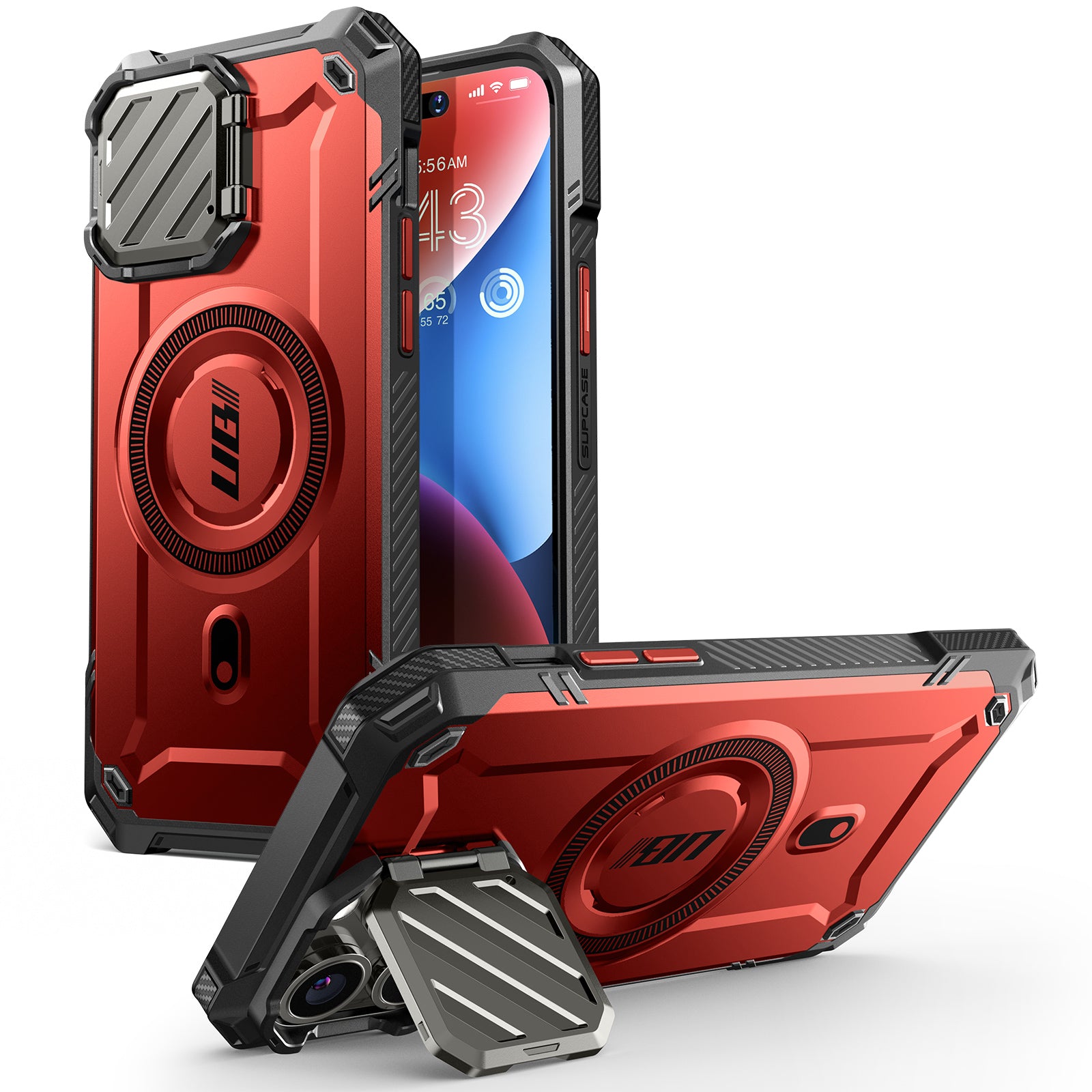 iPhone 14 Pro Max 6.7 Inch Unicorn Beetle MAG XT MagSafe Holster Case - Shockproof Protective Cover with Magnetic Locking in Metallic Red | Perfect for Outdoor Activities, Work & Daily Use