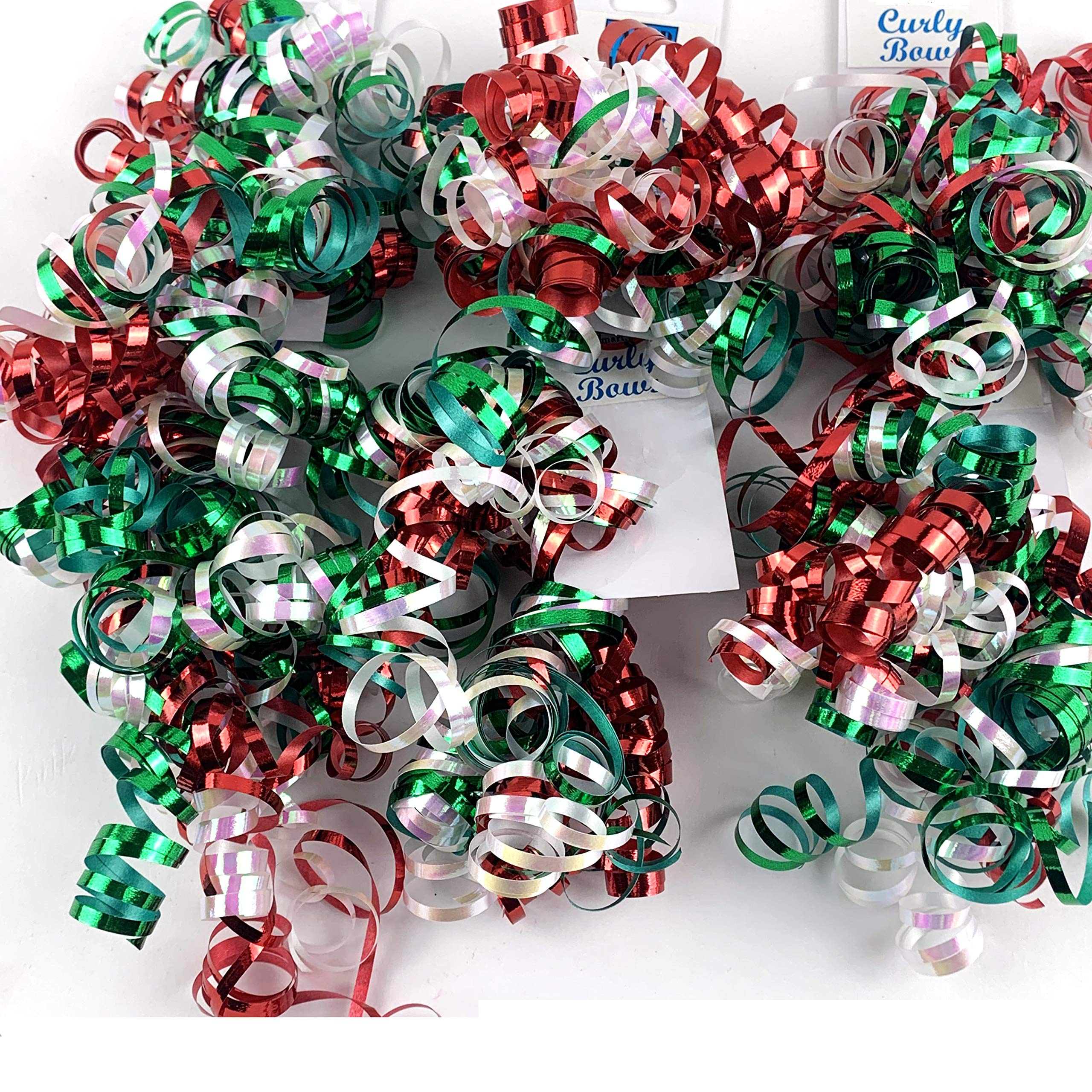 6-Piece Thin Cut Curly Gift Wrapping Bows - 5 Inch Christmas Decorative Ribbons for Holiday Presents, Party Decorations & Gift Box Embellishments