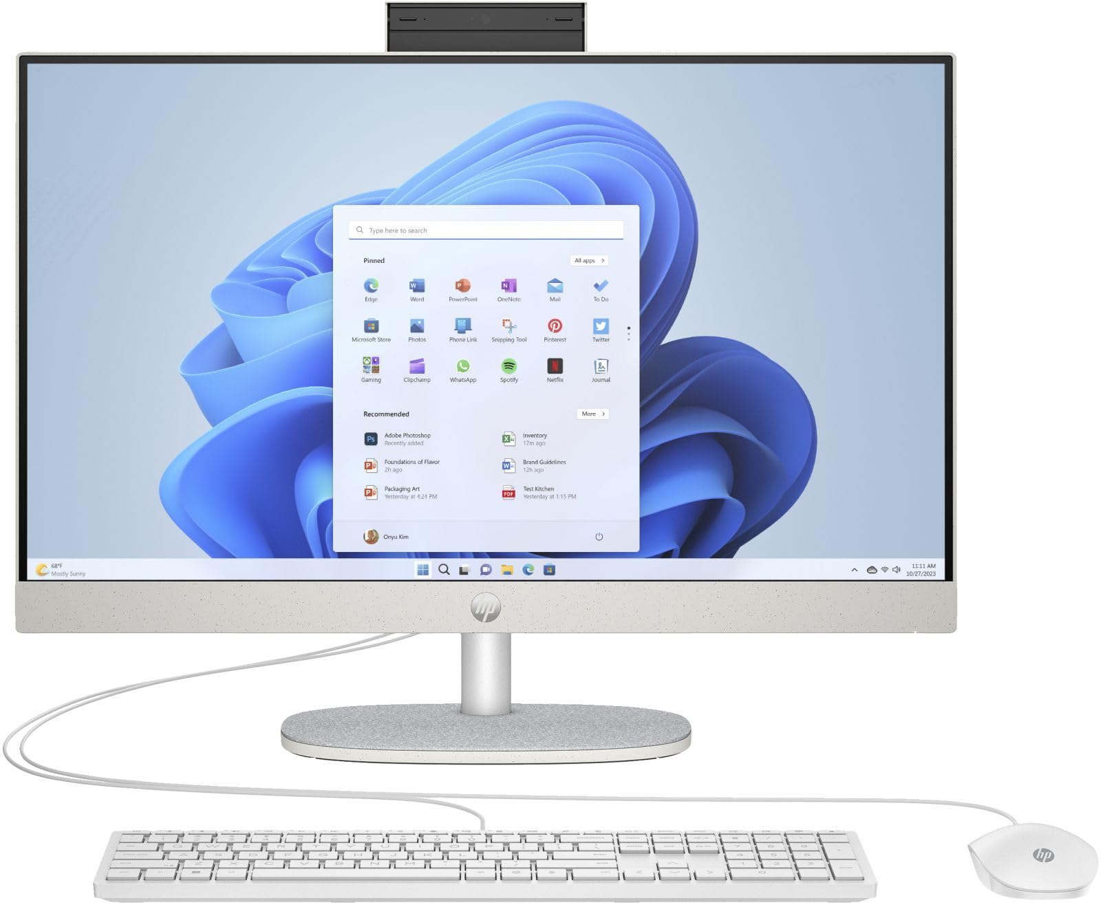 HP All-in-One 24-cr1000ng 白色一体机 | Windows 11 Home 64位 | 家庭办公与娱乐的完美选择
