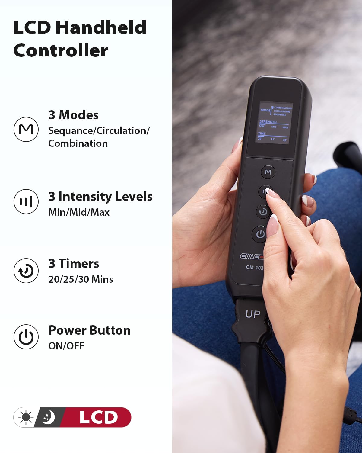 **CINCOM Air Compression Leg Massager for Circulation & Pain Relief – Foot & Calf Massager for Lymphedema, Edema, Restless Legs – Relaxing Gift for Women & Men – Perfect for Home, Office & Travel Use**