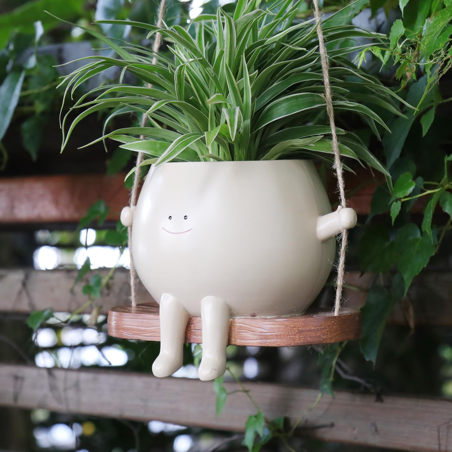 Large Hanging Face Planter Pot for Indoor & Outdoor Plants - Perfect for String of Pearls, Succulents & Flowers - Durable Resin Material - Great Gift for Mother's Day, Teacher Appreciation & Christmas (Home Decor, Garden, Patio, Office)