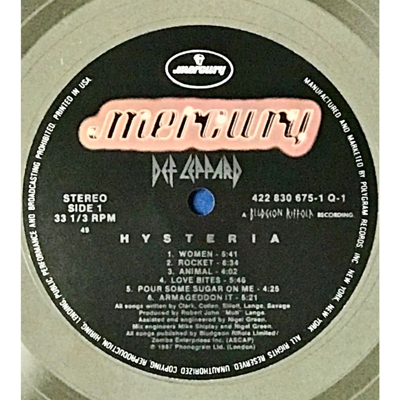 Def Leppard Hysteria RIAA 10x Multi Platinum LP Award - Rare Collectible Presented to Guitarist Steve Clark - Perfect for Music Memorabilia Displays & Rock Fan Collections
