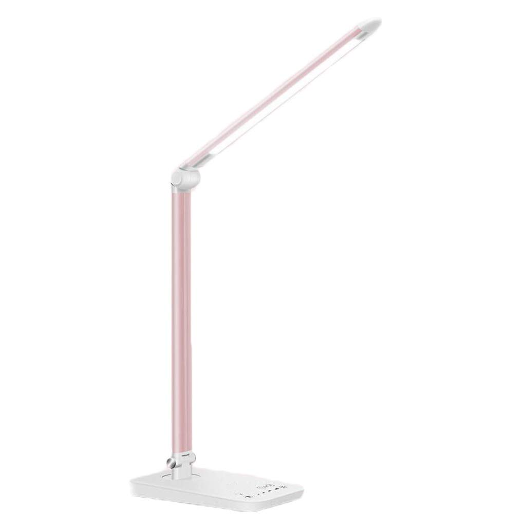 Rechargeable LED Desk Lamp with Touch Dimming - Adjustable Brightness & Color Temperature, Foldable Design for Study, Work, Bedroom & Living Room | Rose Gold Table Lamp for Home Office & Reading