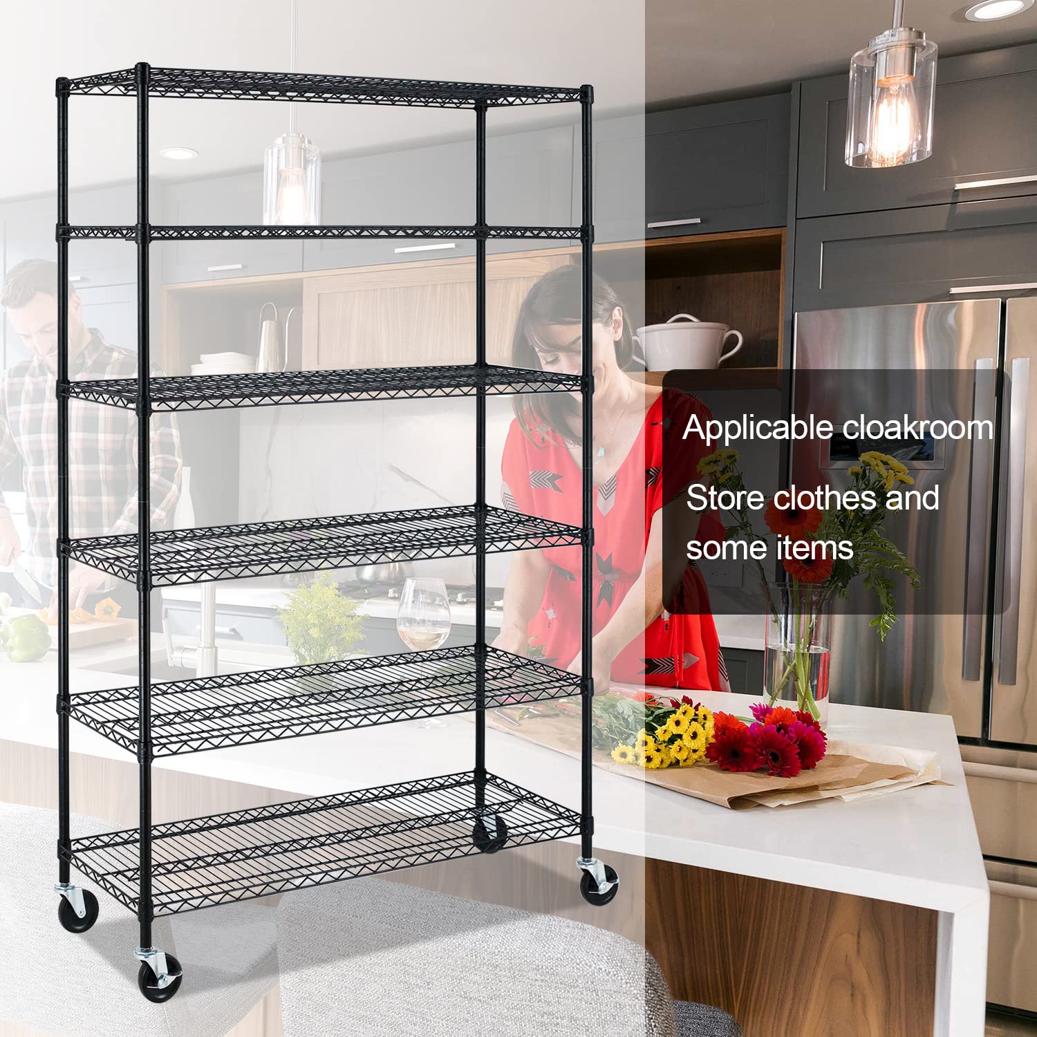 6-Tier Heavy Duty Wire Shelving Unit - 18